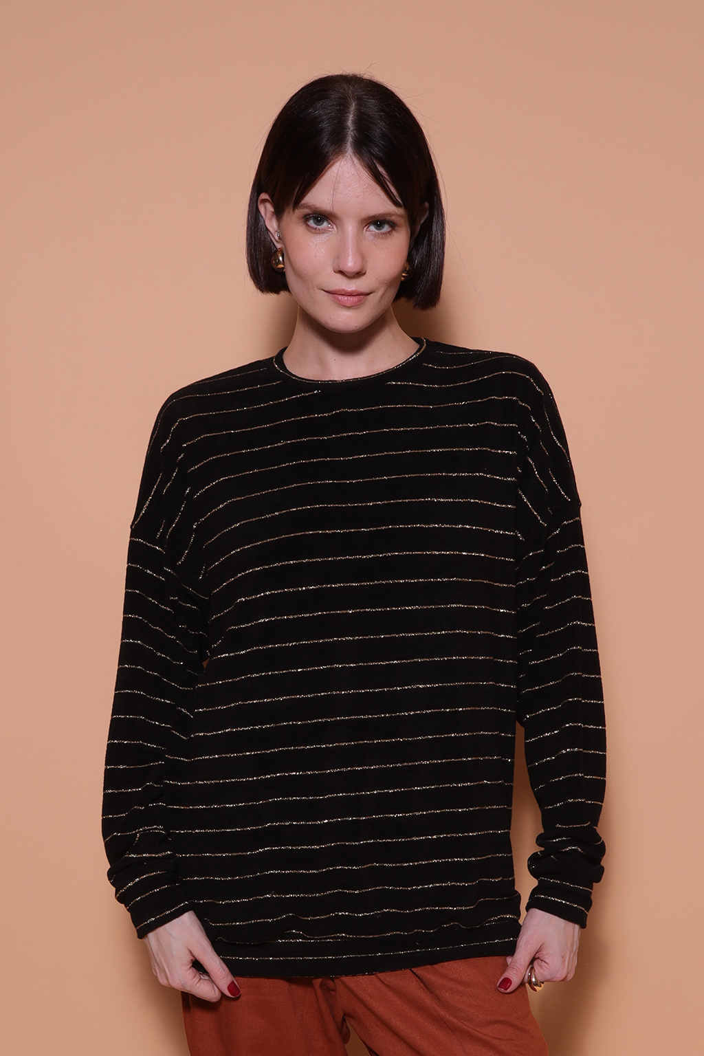 Moletom oversize atoalhado listrado