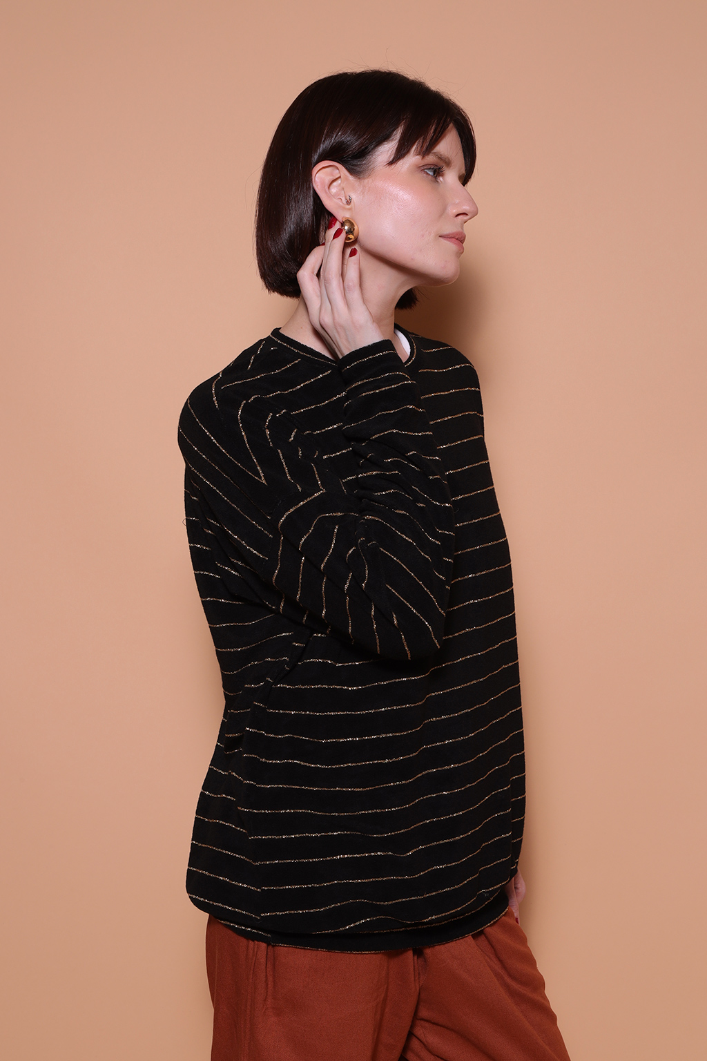 Moletom oversize atoalhado listrado