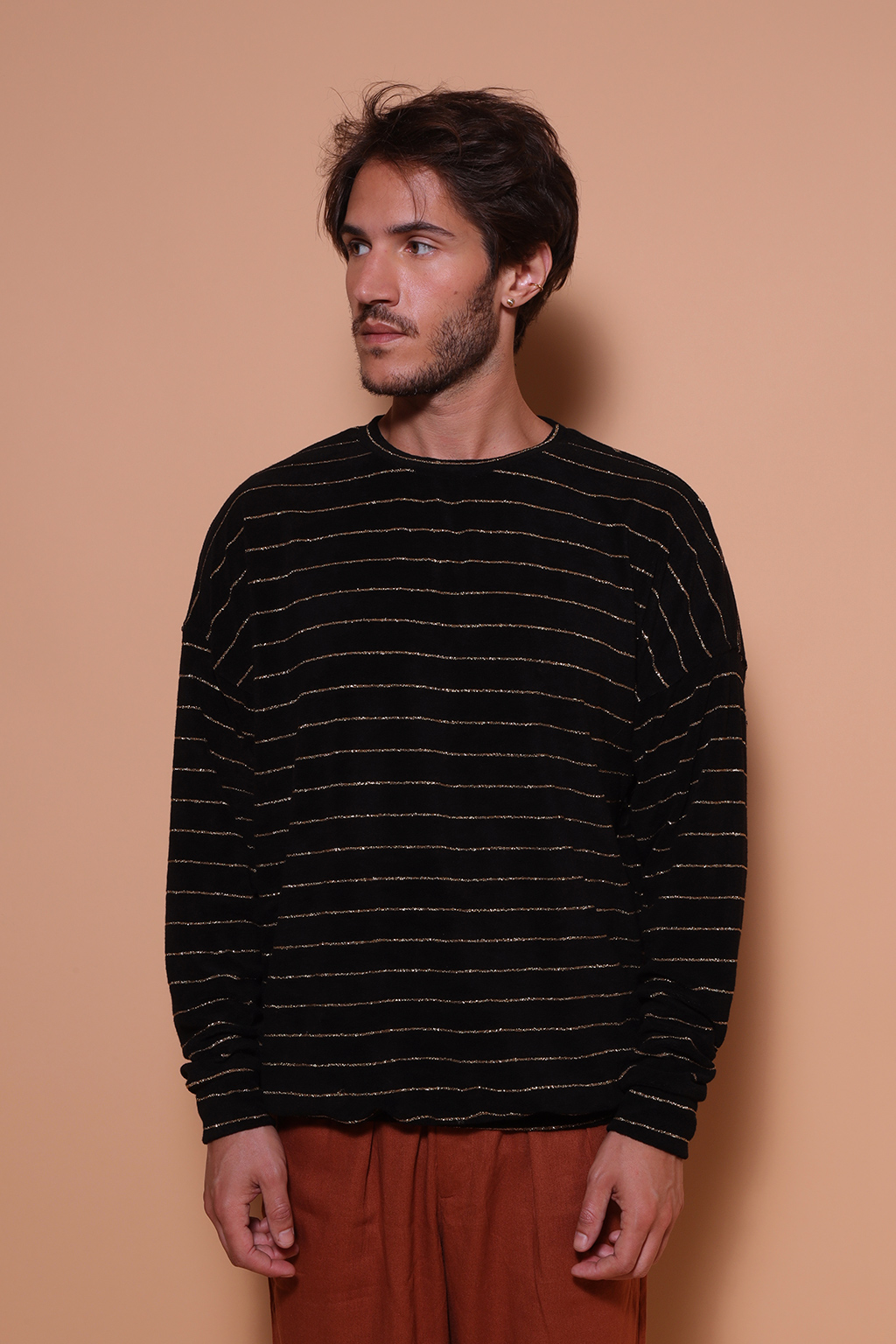 Moletom oversize atoalhado listrado