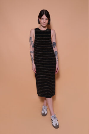 Vestido regatão atoalhado listrado