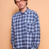Camisa manga longa flanela xadrez azul