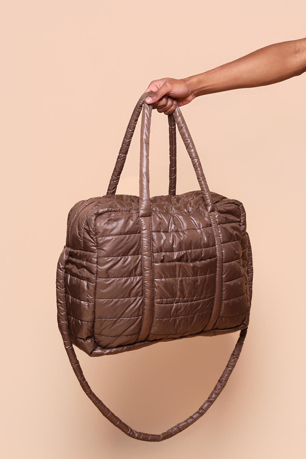 Bolsa puffer mini viagem marrom