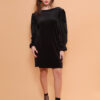 Vestido veludo manga bufante preto