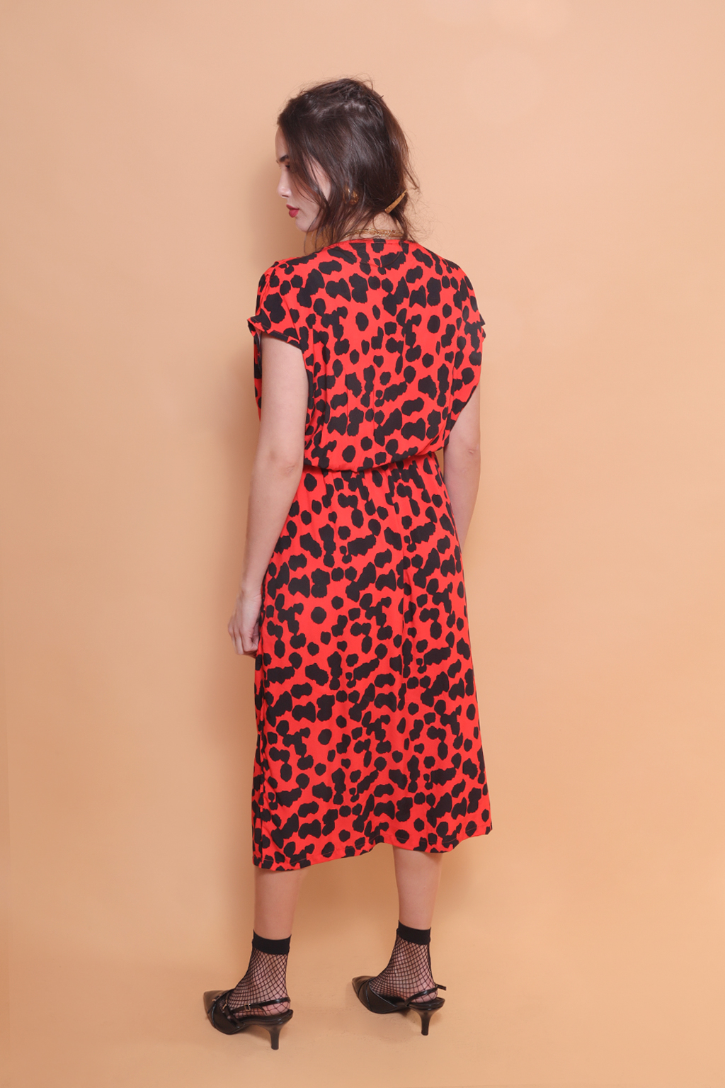 Vestido transpassado estampado Onça