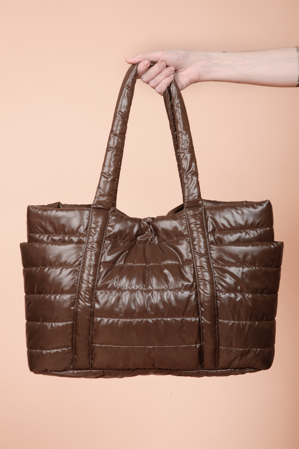 Bolsa puffer 2 bolsos marrom