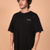 Camiseta oversize preta estampada AMP