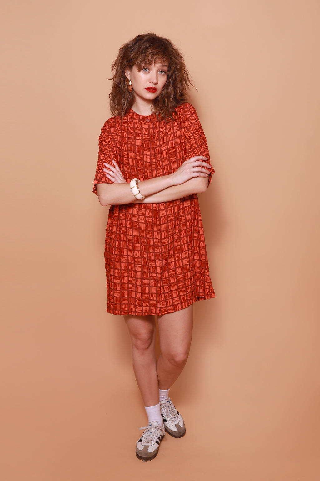 Vestido camisa estampado Lámen vermelho