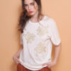 Camiseta estampada Flores bordado