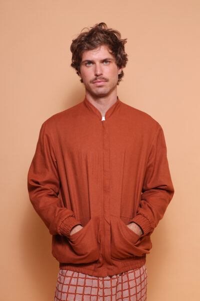 Jaqueta linho tijolo