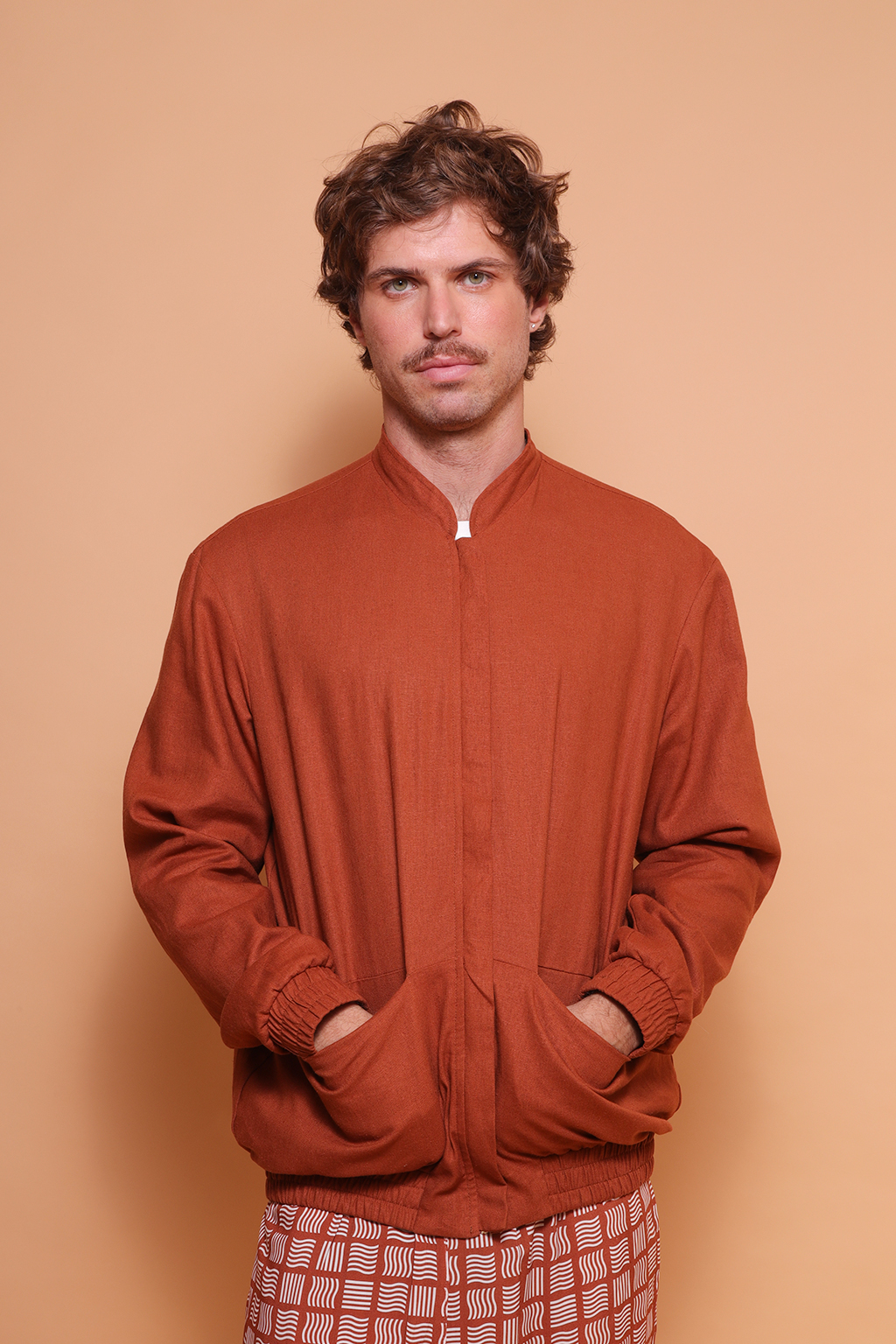 Jaqueta linho tijolo