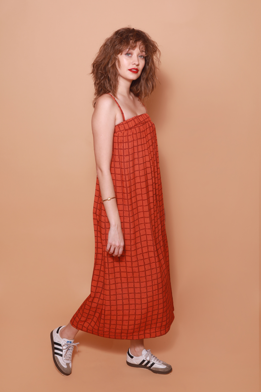 Vestido balonê estampado Lámen vermelho