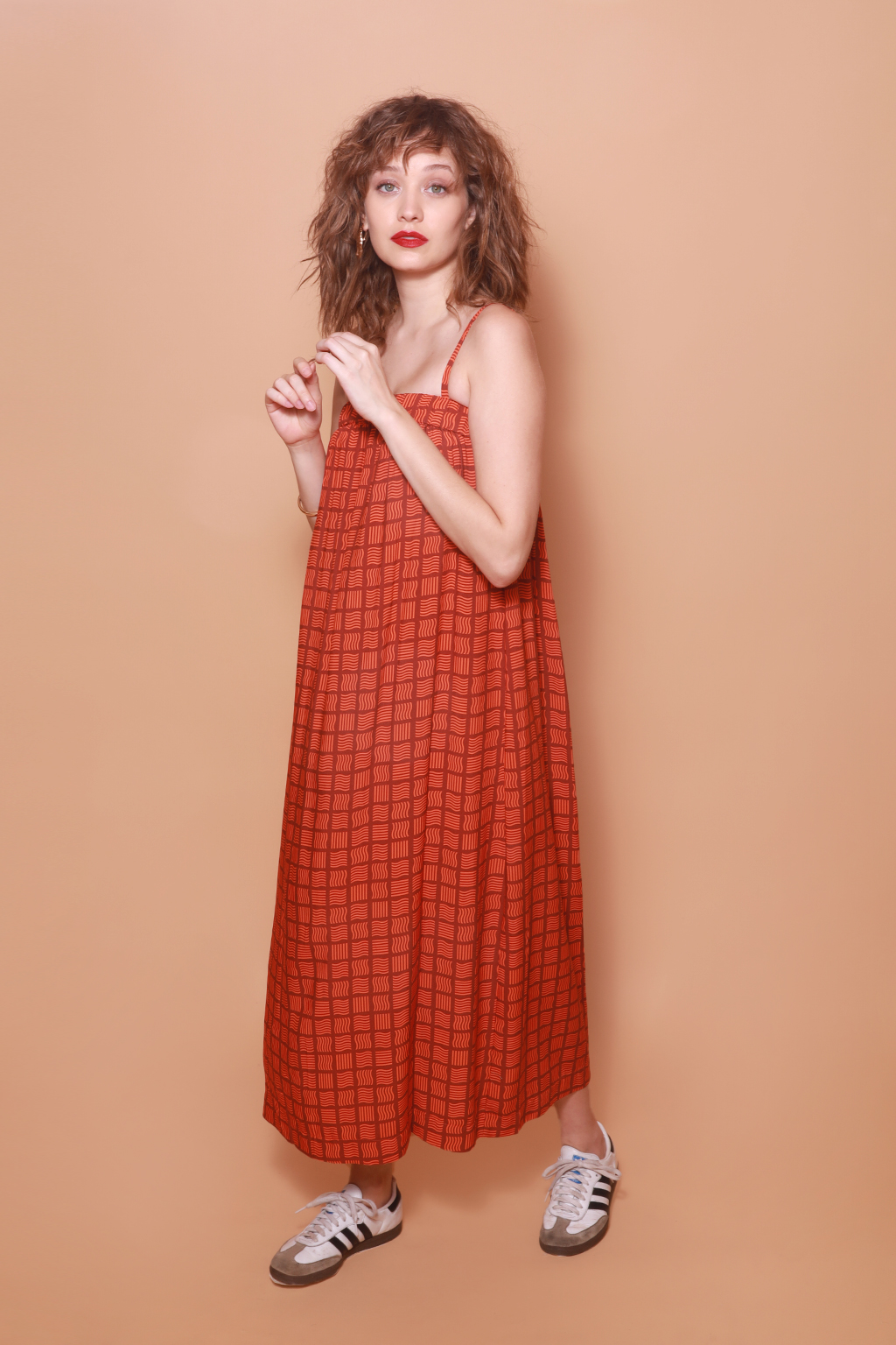 Vestido balonê estampado Lámen vermelho