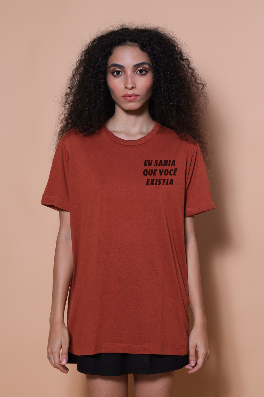 Camiseta tijolo estampada Eu sabia que você existia