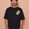 Camiseta oversize preta estampada Barbapapa DTF