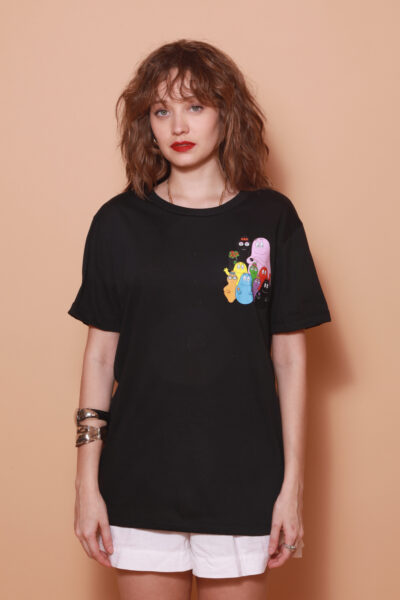 Camiseta preta estampada Barbapapa DTF