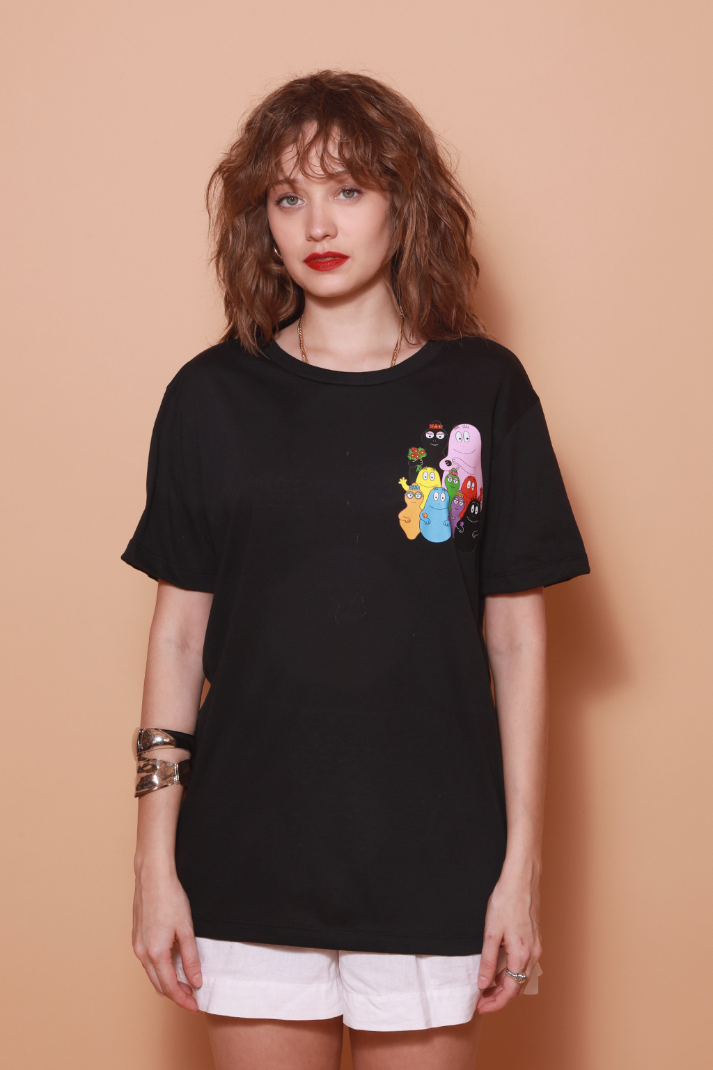 Camiseta preta estampada Barbapapa DTF