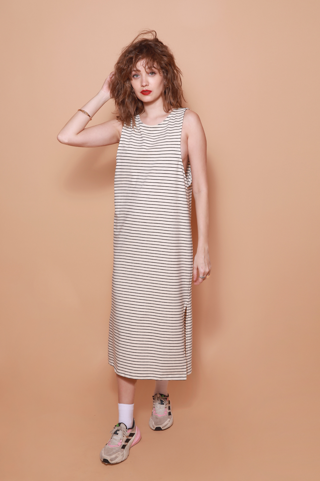 Vestido regatão malha listrada