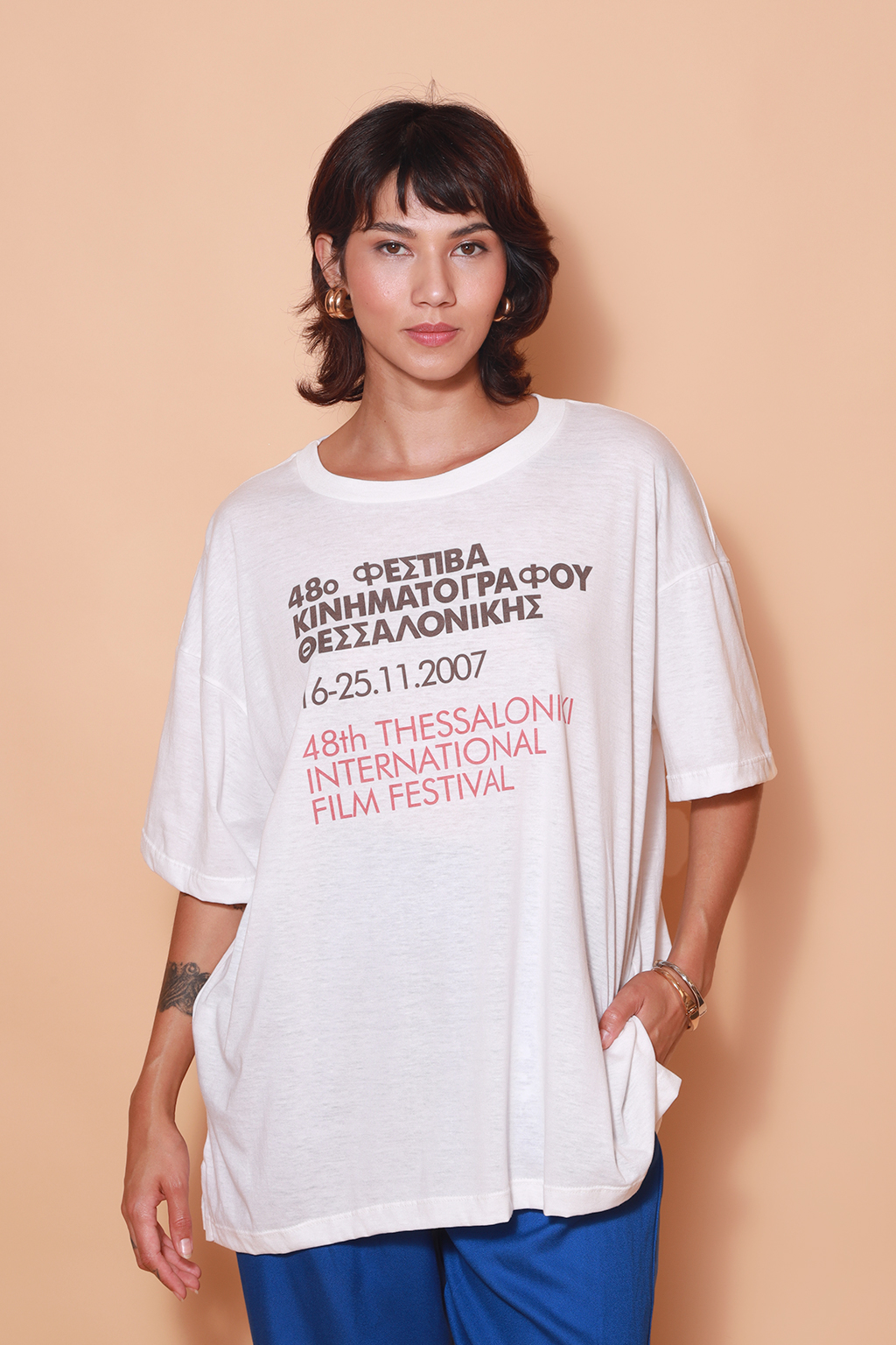 Camiseta oversize estampada Festival de Tessalônica