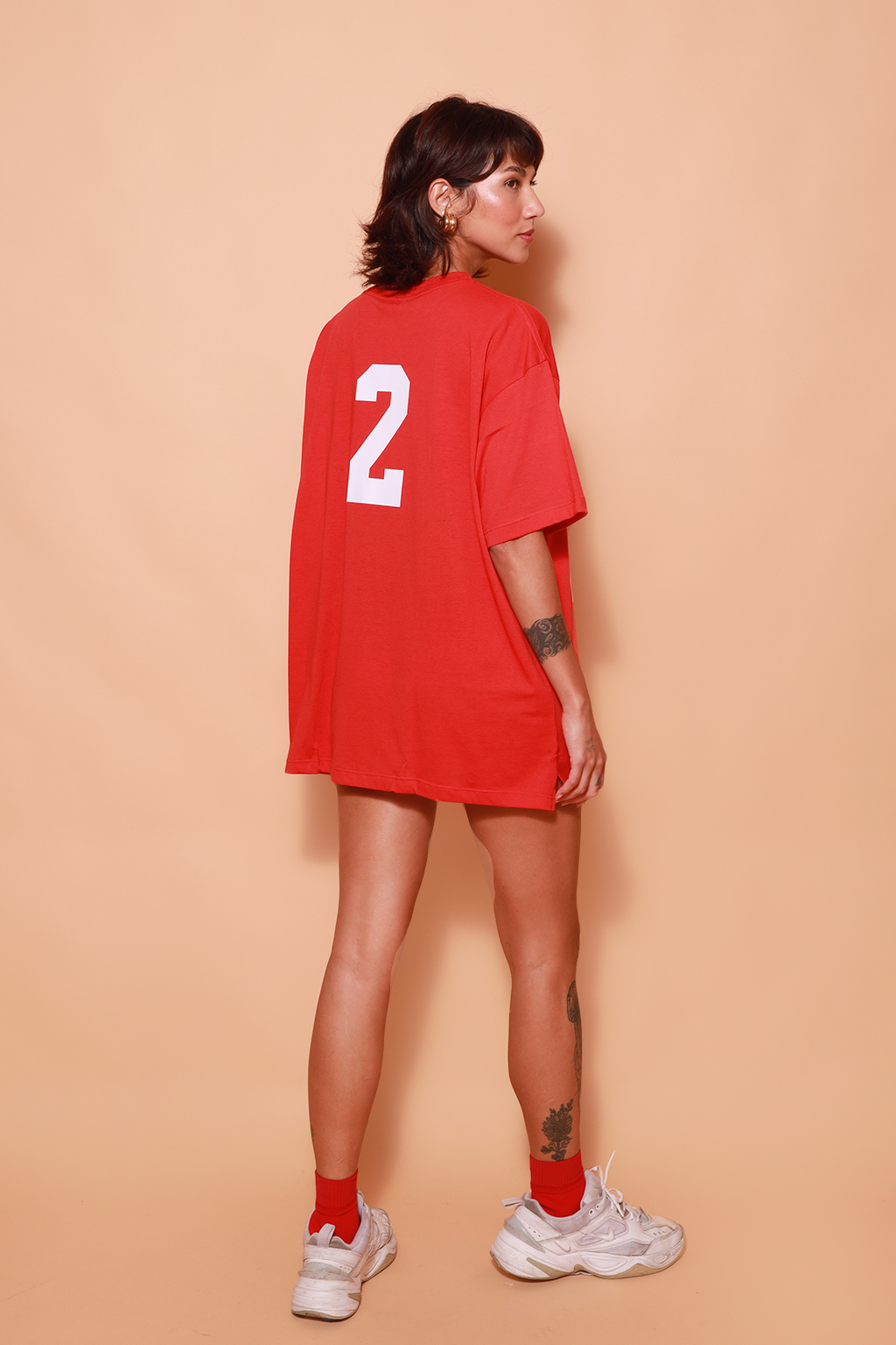 Camiseta oversize vermelha estampada Atlético Gorriti DTF