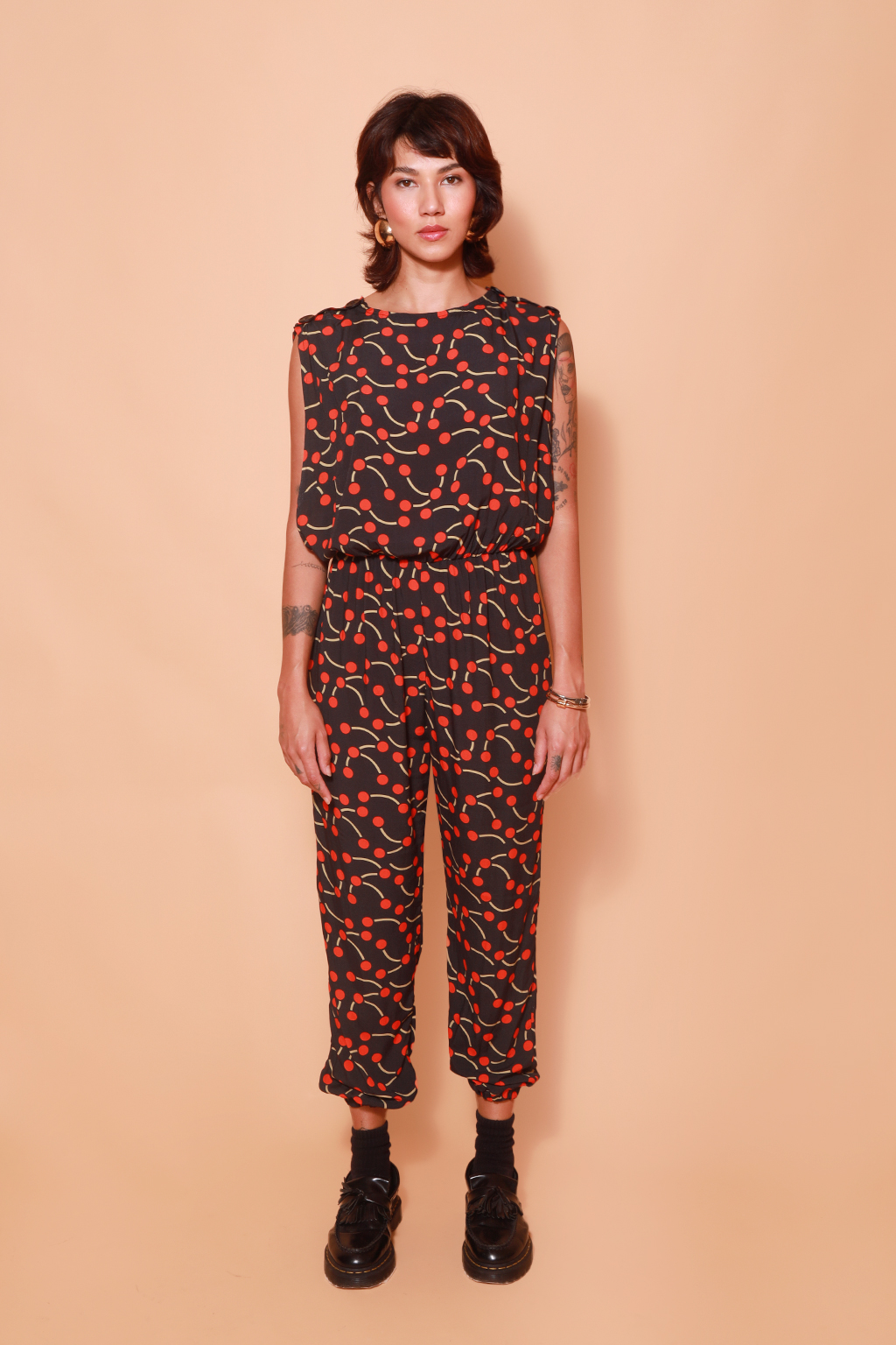 Macacão cavado estampado Avestruz