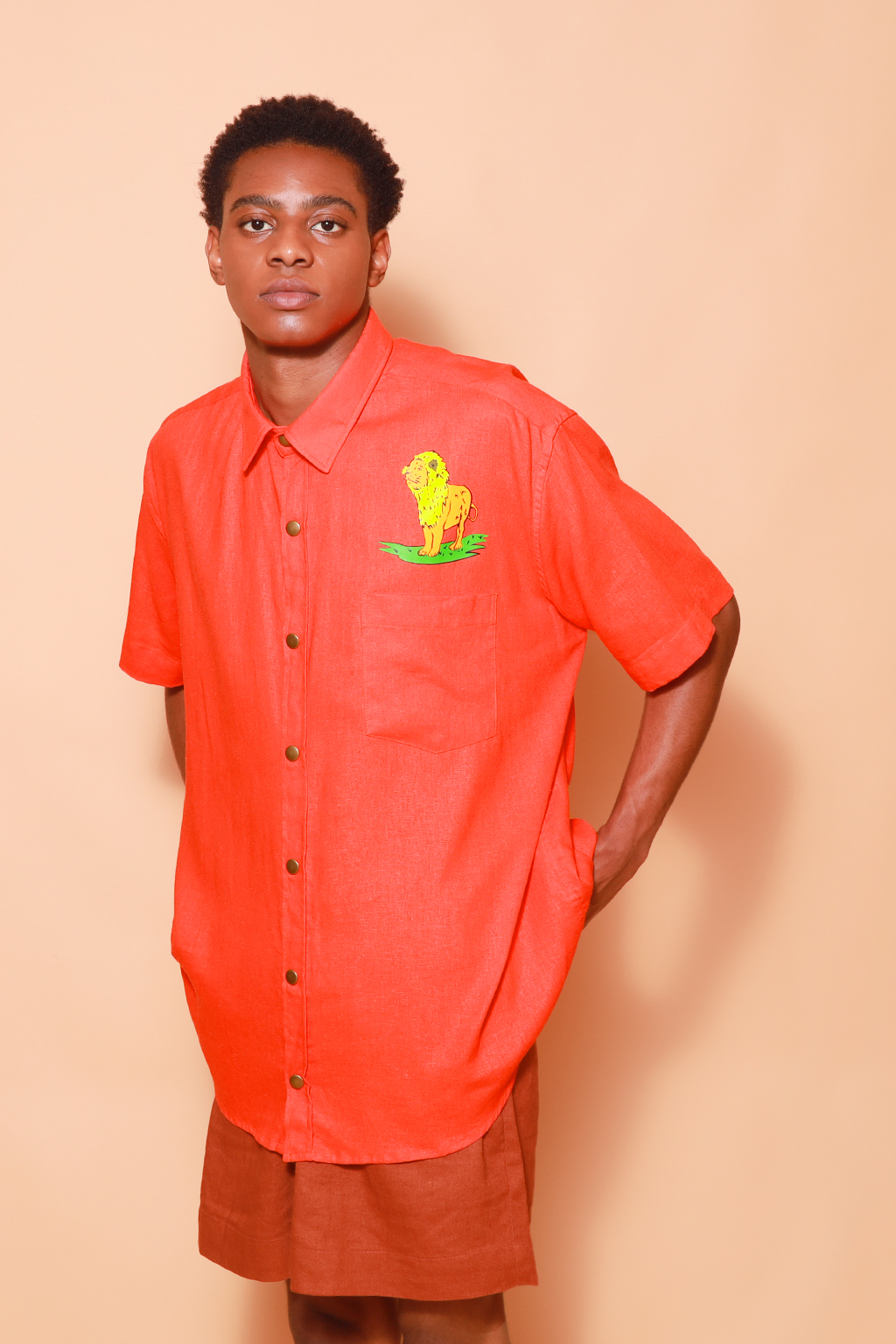 Camisa linho ampla páprica Leão DTF