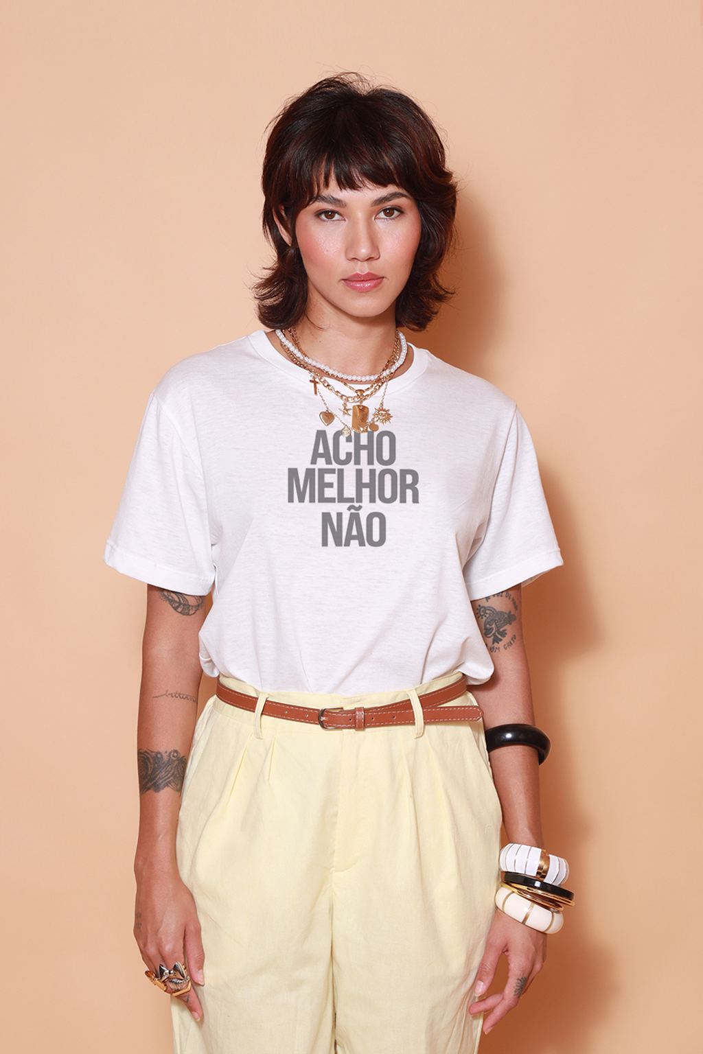 Camiseta estampada Acho melhor não