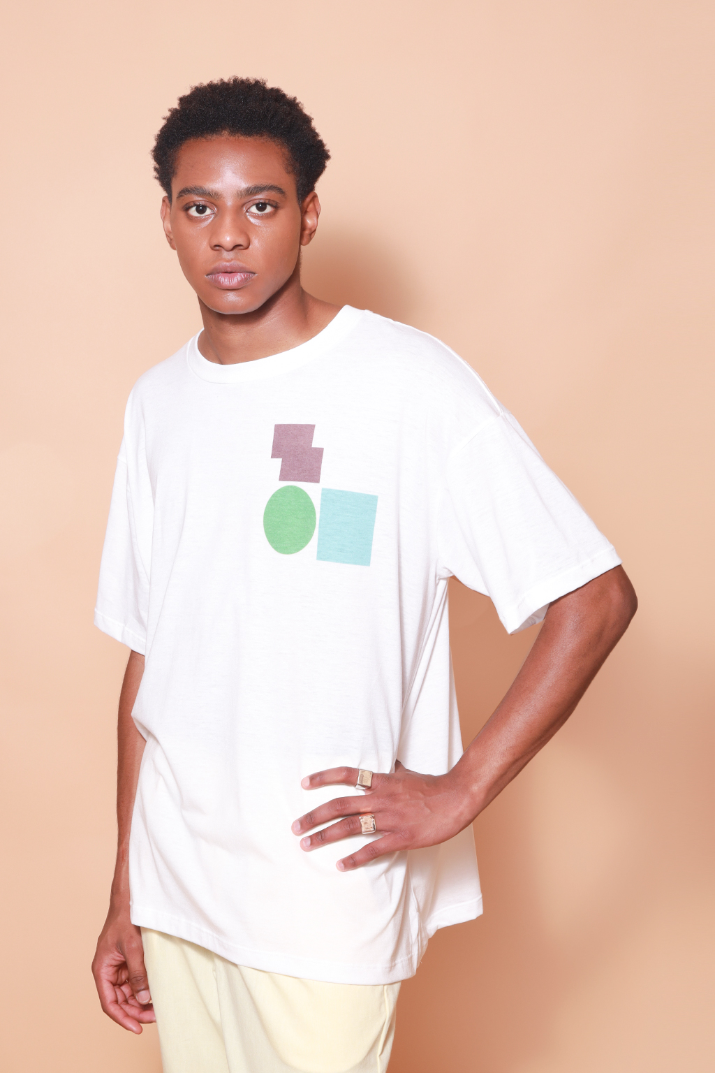 Camiseta oversize estampada Formas coloridas