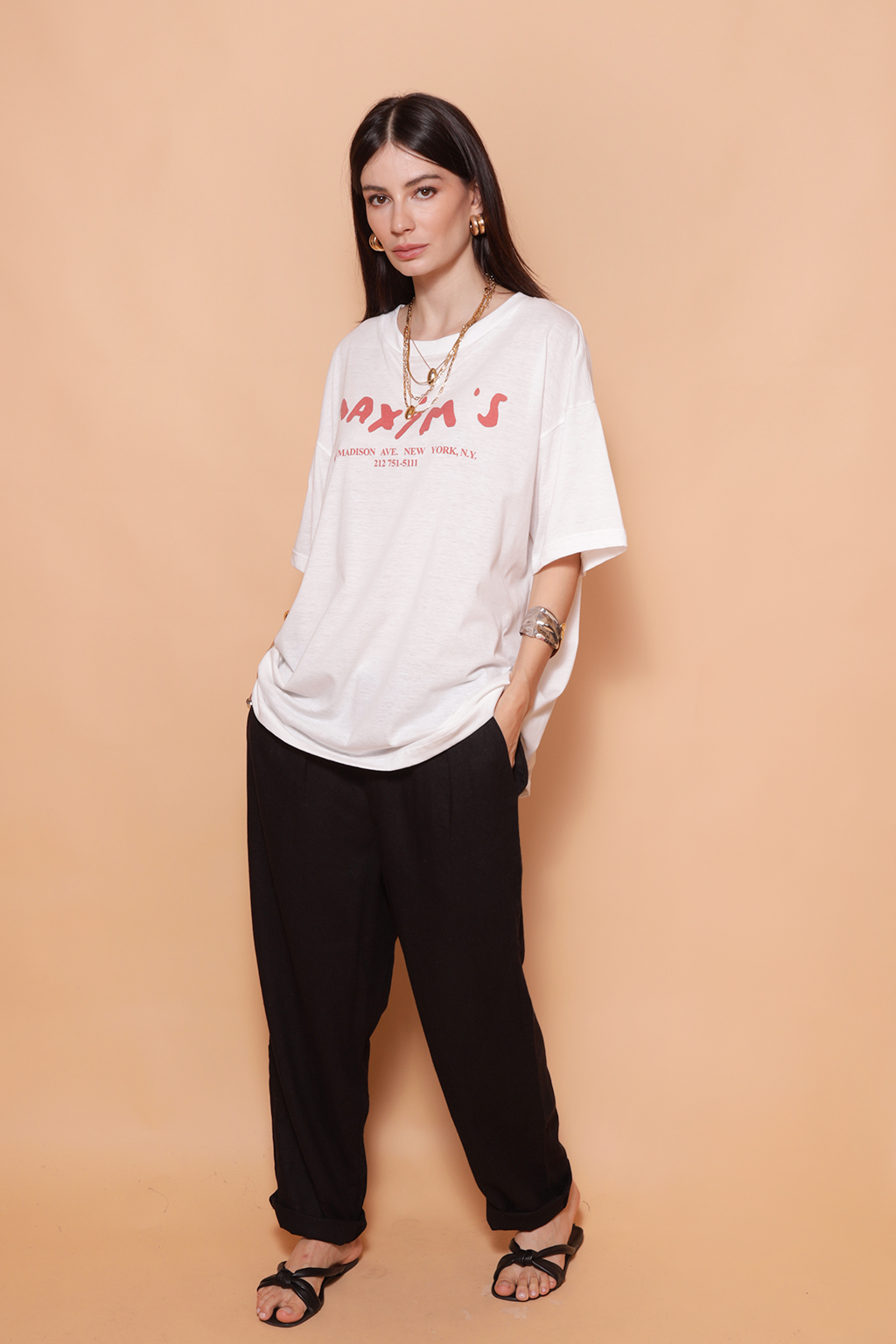 Camiseta oversize estampada Maxim's