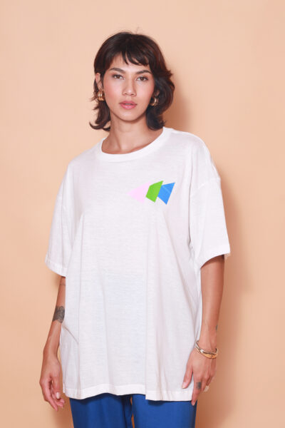 Camiseta oversize estampada Triângulos DTF