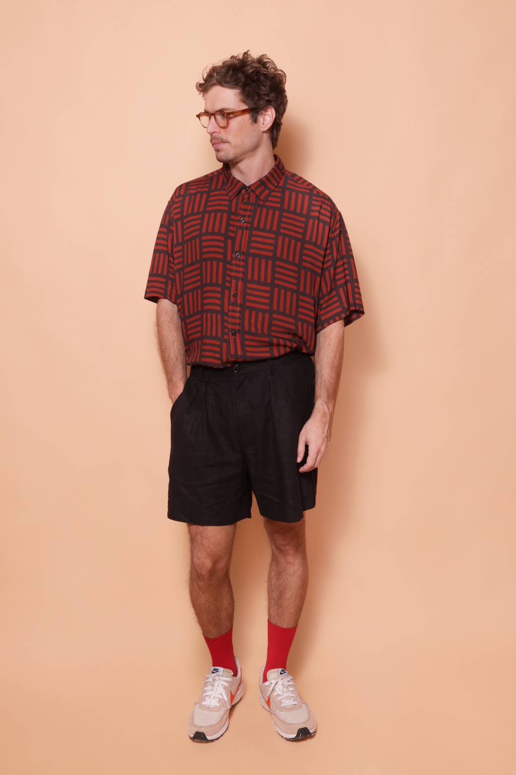 Camisa ampla estampada Tijolos