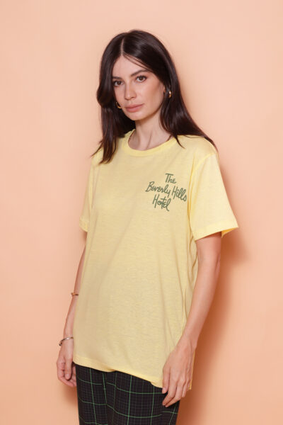 Camiseta amarela estampada Beverly Hills
