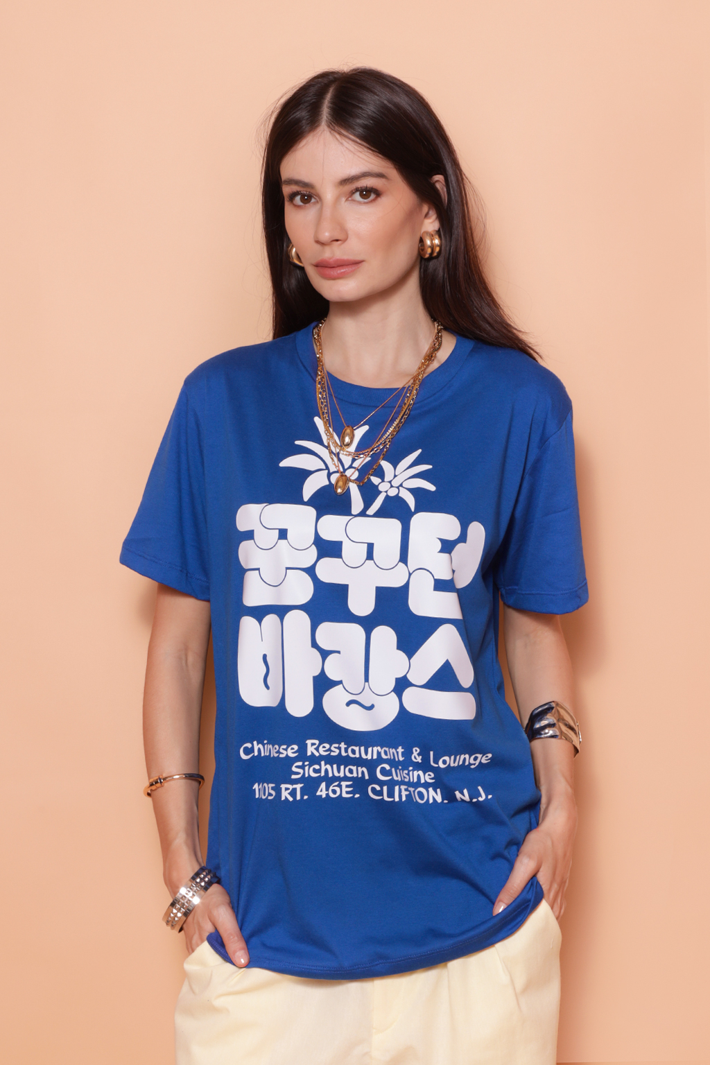 Camiseta azul estampada Chef Yang DTF