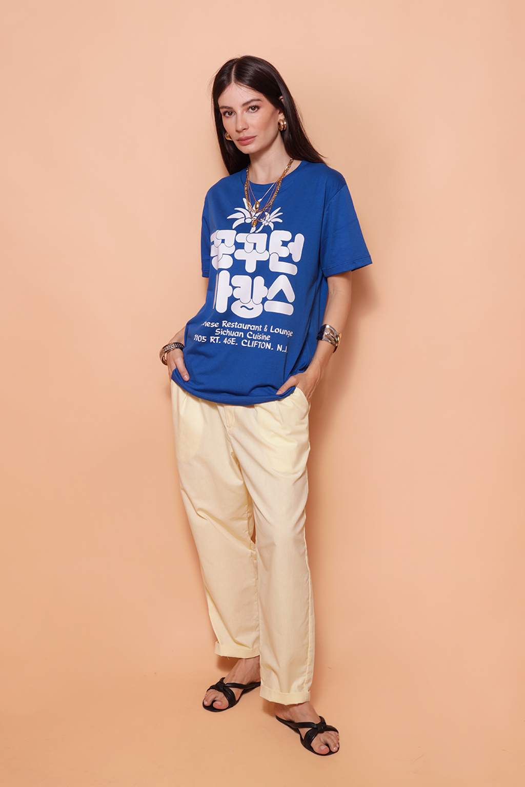 Camiseta azul estampada Chef Yang DTF