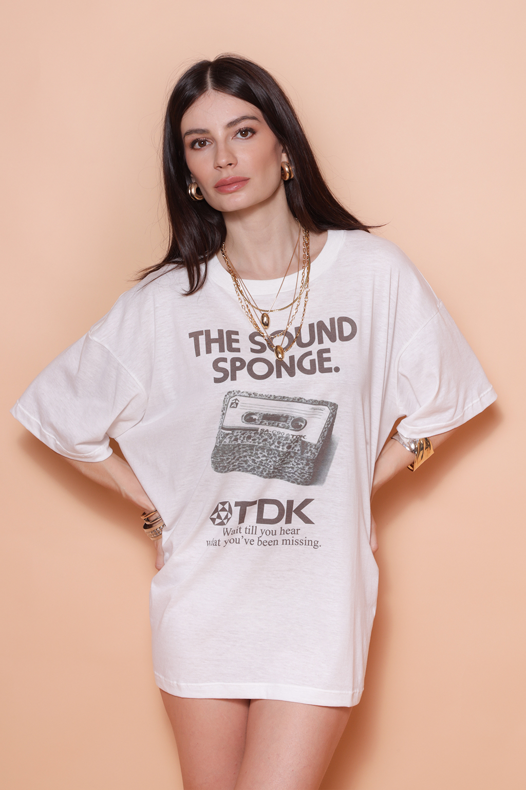 Camiseta oversize estampada TDK sound sponge