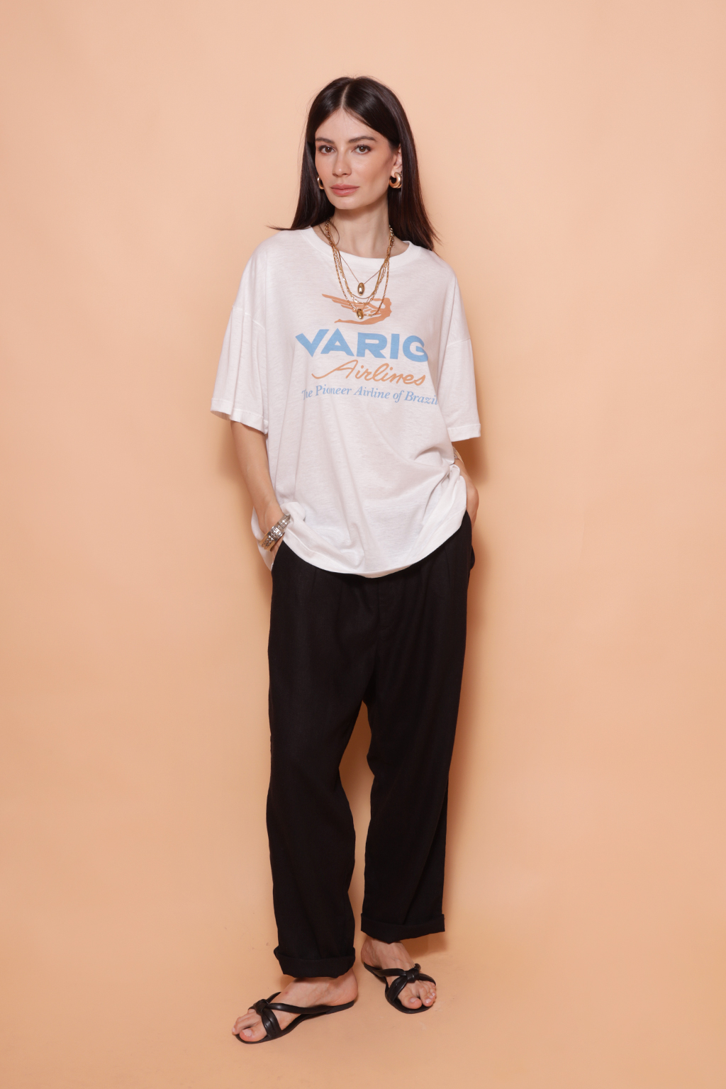 Camiseta oversize estampada Varig Airlines