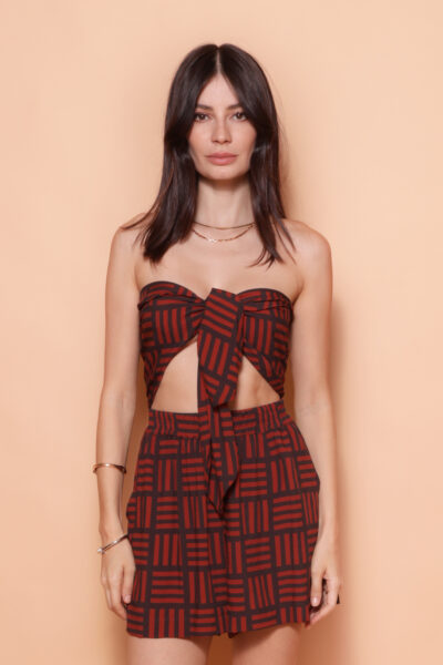 Top amarração estampado Tijolos