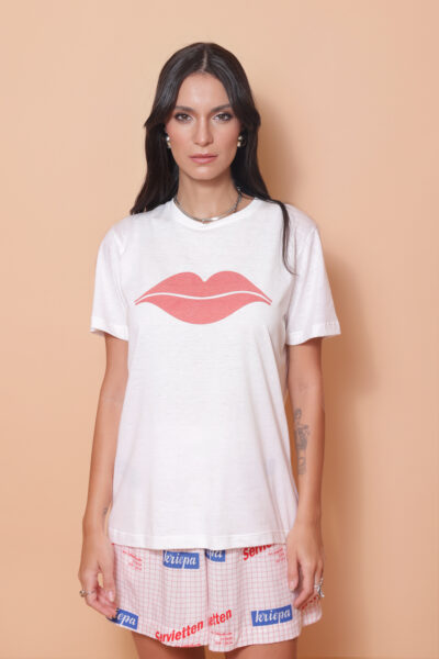 Camiseta estampada Lábios vermelhos