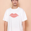 Camiseta oversize estampada Lábios vermelhos