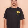 Camiseta oversize preta estampada Lágrimas