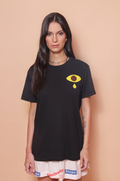 Camiseta preta estampada Lágrimas