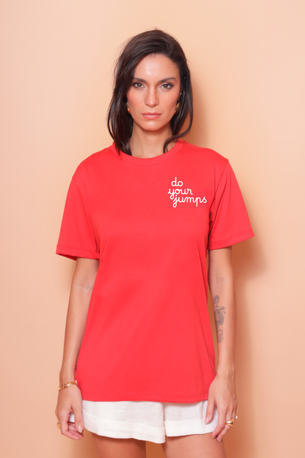 Camiseta vermelha estampada Do your jumps DTF