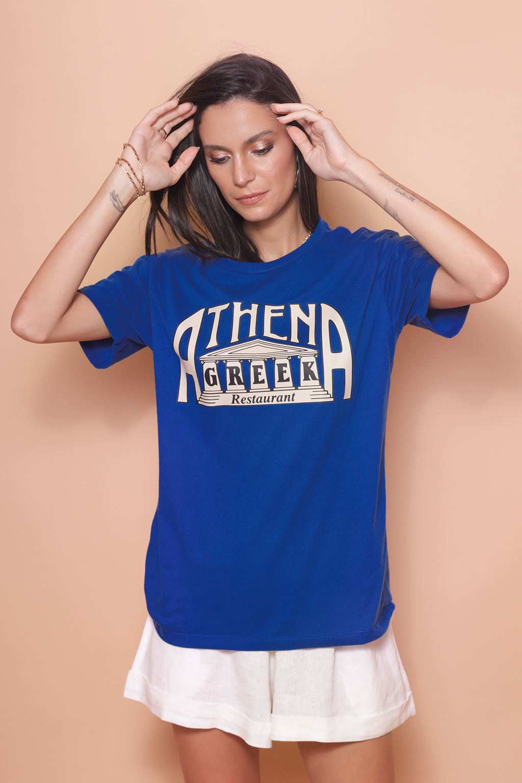Camiseta azul estampada Athena DTF