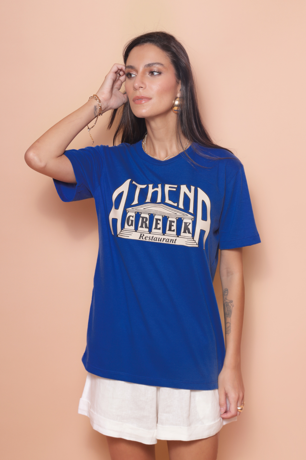 Camiseta azul estampada Athena DTF