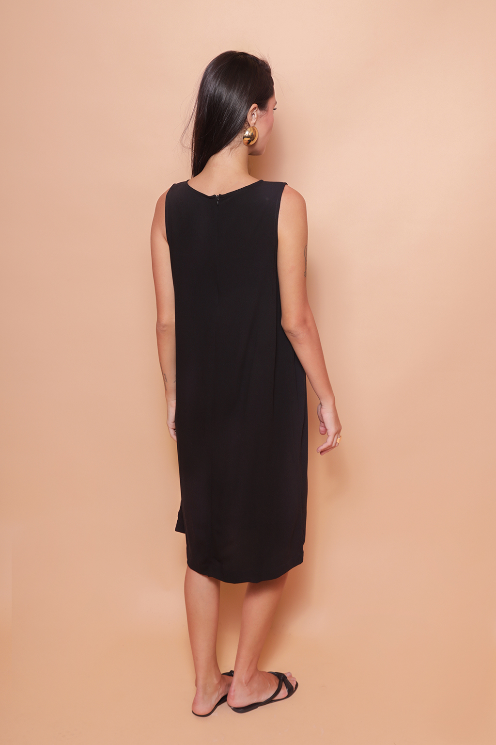 Vestido regata longo preto em viscose