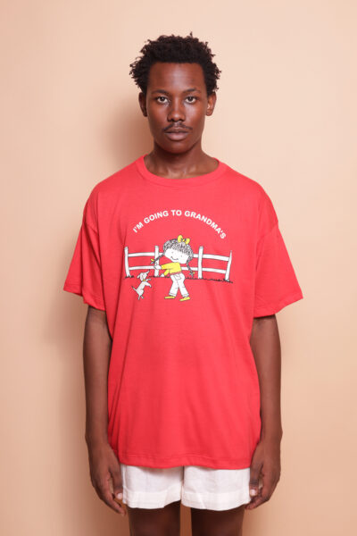 Camiseta oversize vermelha estampada Grandma's DTF