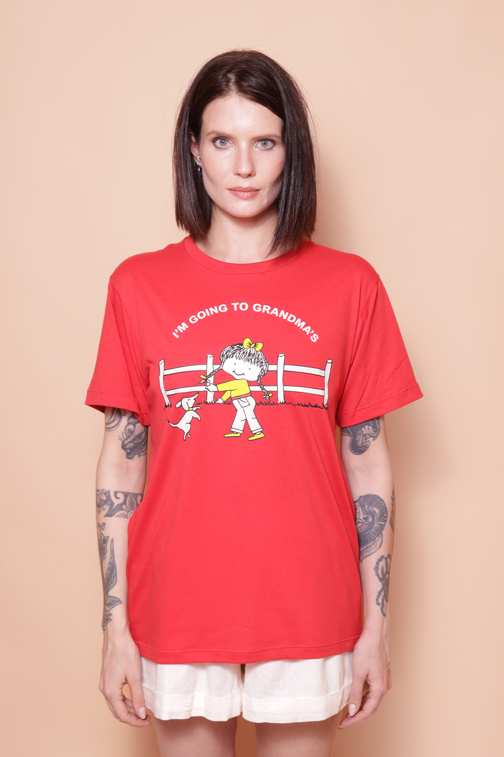 Camiseta vermelha estampada Grandma's DTF