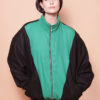 Jaqueta oversize linho preto e verde