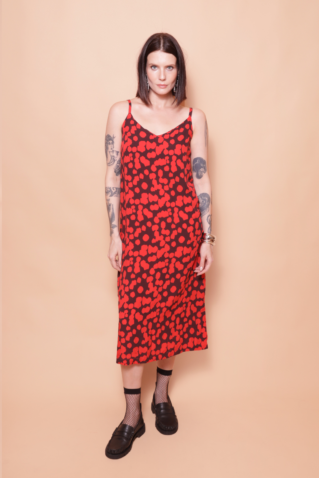 Vestido alcinha estampado Onça Preta