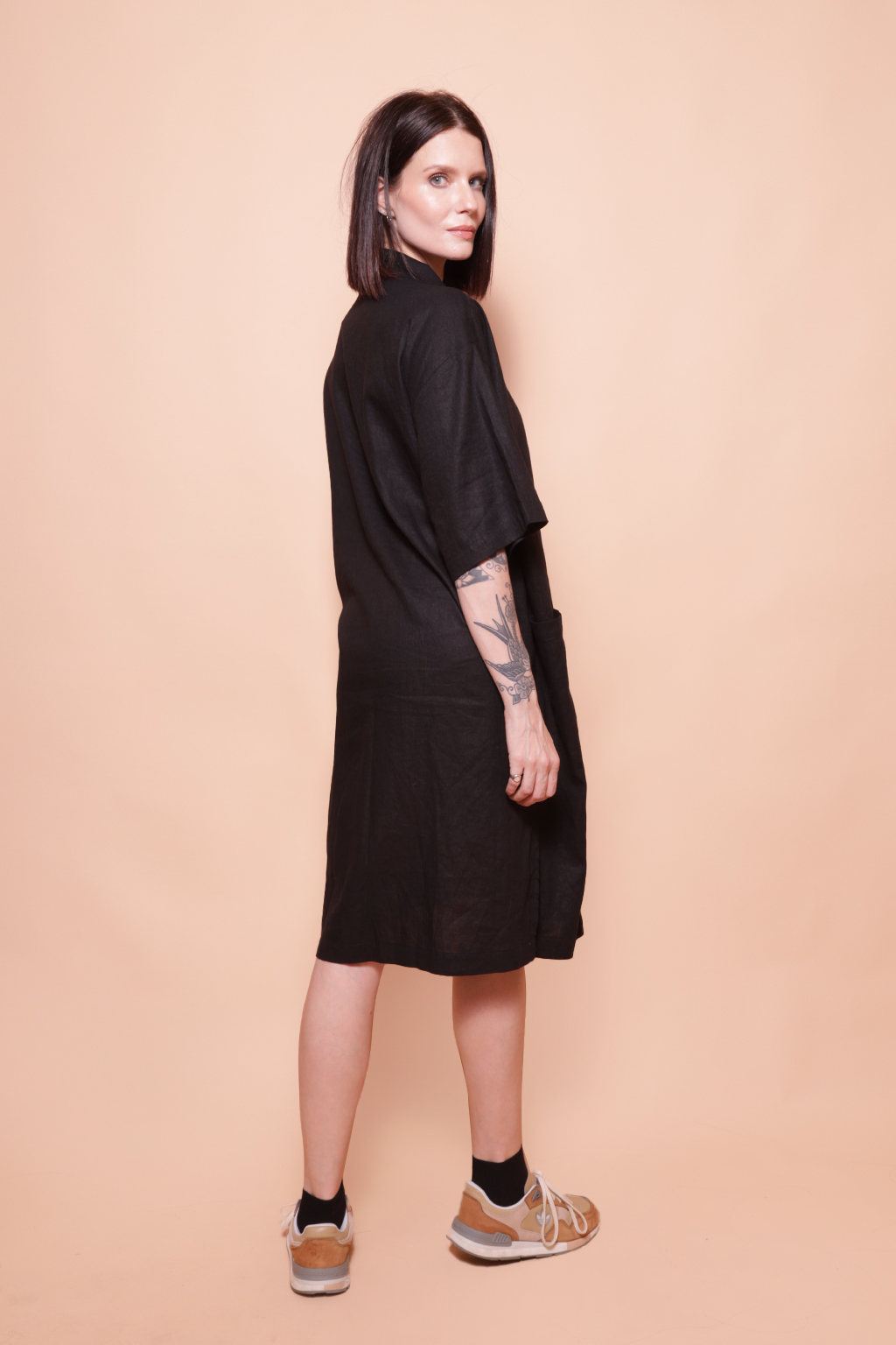 Vestido kimono linho preto