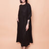 Vestido manga bufante 3/4 linho preto